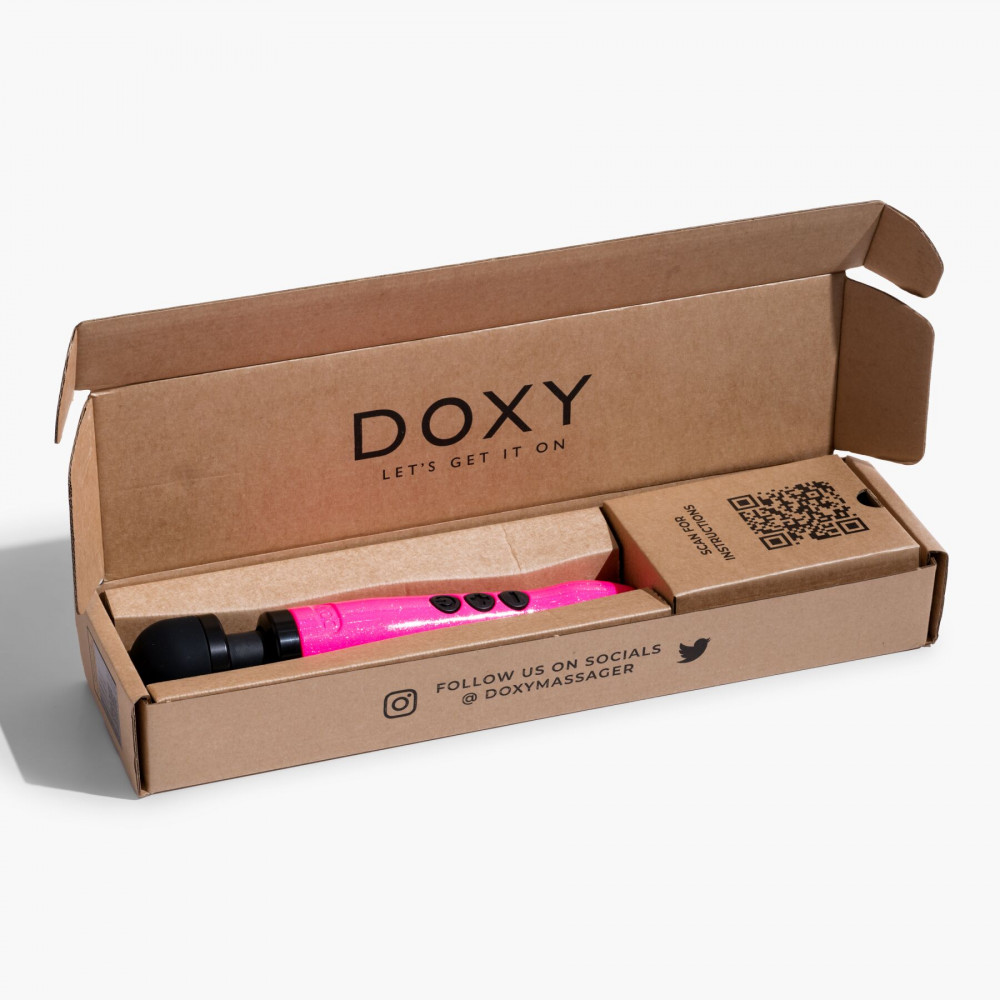 Для LGBTQ+ - Вібромасажер DOXY Die Cast 3 Hot Pink, дуже потужний, живлення 220В, металевий корпус 8