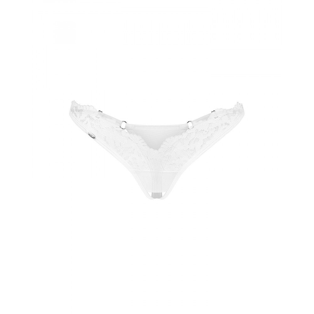Женское эротическое белье - Трусики Obsessive Arrowel White crotchless thong S/M 2
