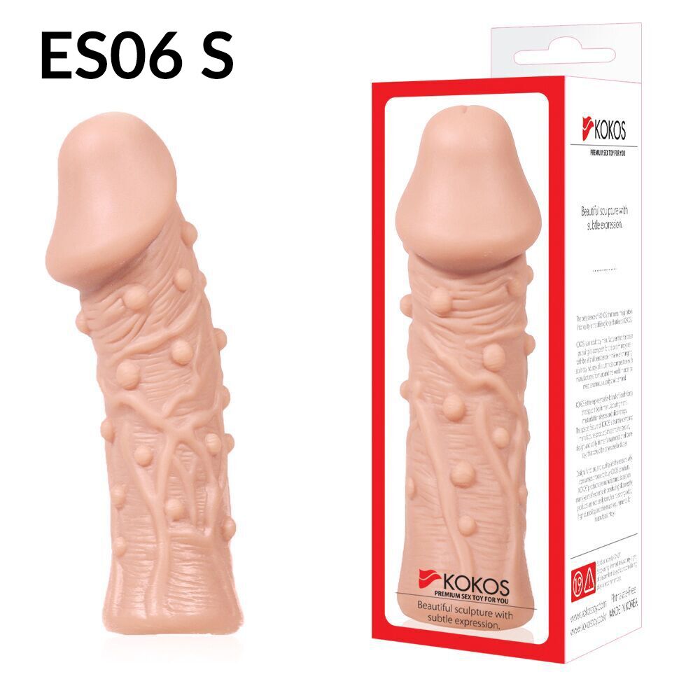 Эрекционные кольца без вибрации - Насадка на член Kokos Extreme Sleeve ES.06 размер S, утолщающая, стимулирующий рельеф 3