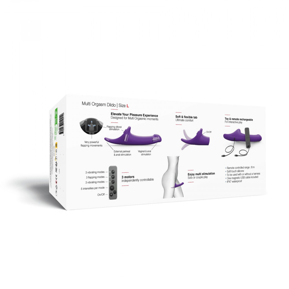 Страпоны - Вибронасадка для страпона с вакуумной стимуляцией Strap-On-Me Multi Orgasm Dildo L Purple 8