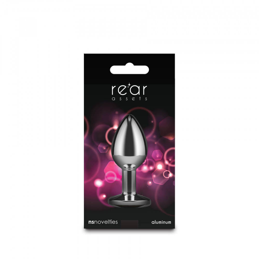 Анальные игрушки без вибрации - Анальная пробка NS Novelties Rear Assets - Silver - Small - Pink Gem 3