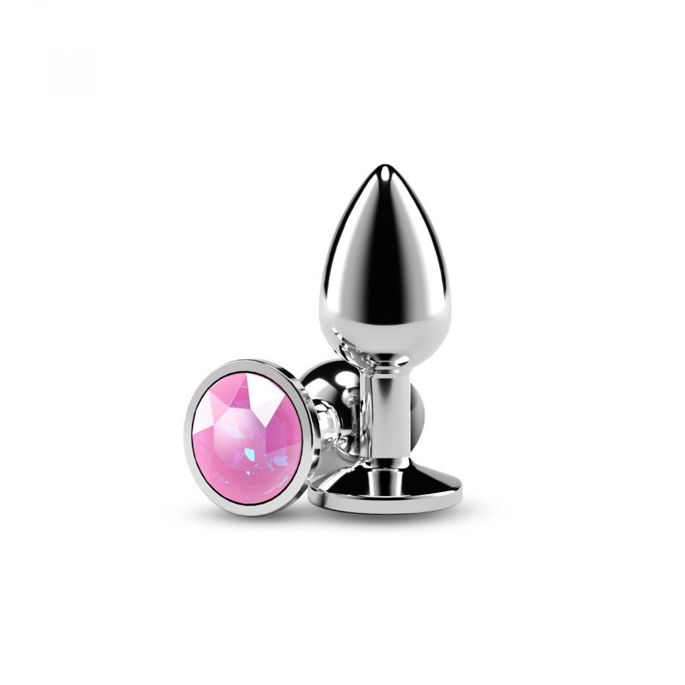 Анальные игрушки без вибрации - Анальная пробка NS Novelties Rear Assets - Silver - Small - Pink Gem