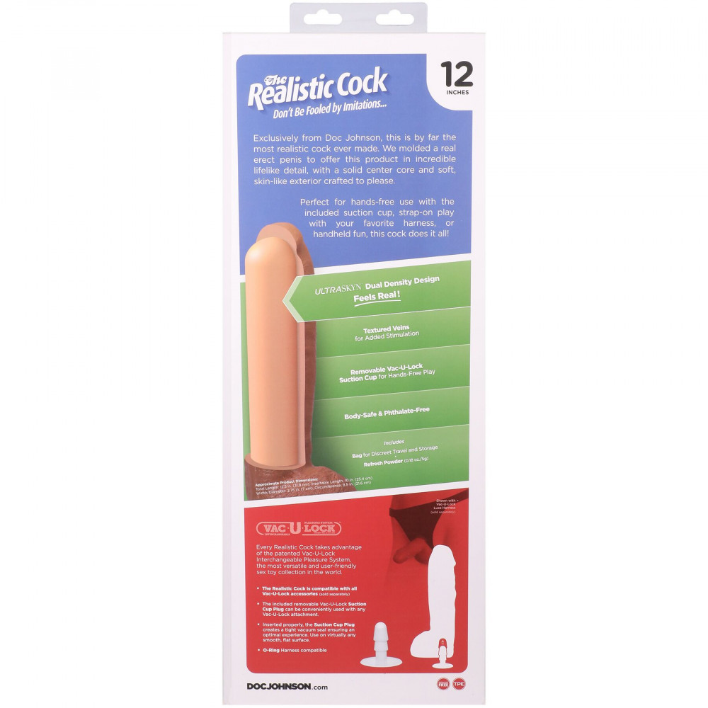 Фалоімітатор - Фалоімітатор Doc Johnson The Realistic Cock ULTRASKYN - 12 Inch Hung with Balls Vanilla 10