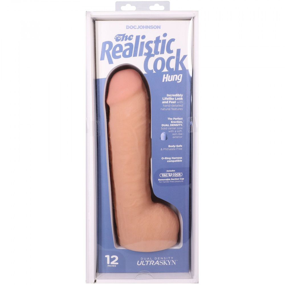 Фалоімітатор - Фалоімітатор Doc Johnson The Realistic Cock ULTRASKYN - 12 Inch Hung with Balls Vanilla 8