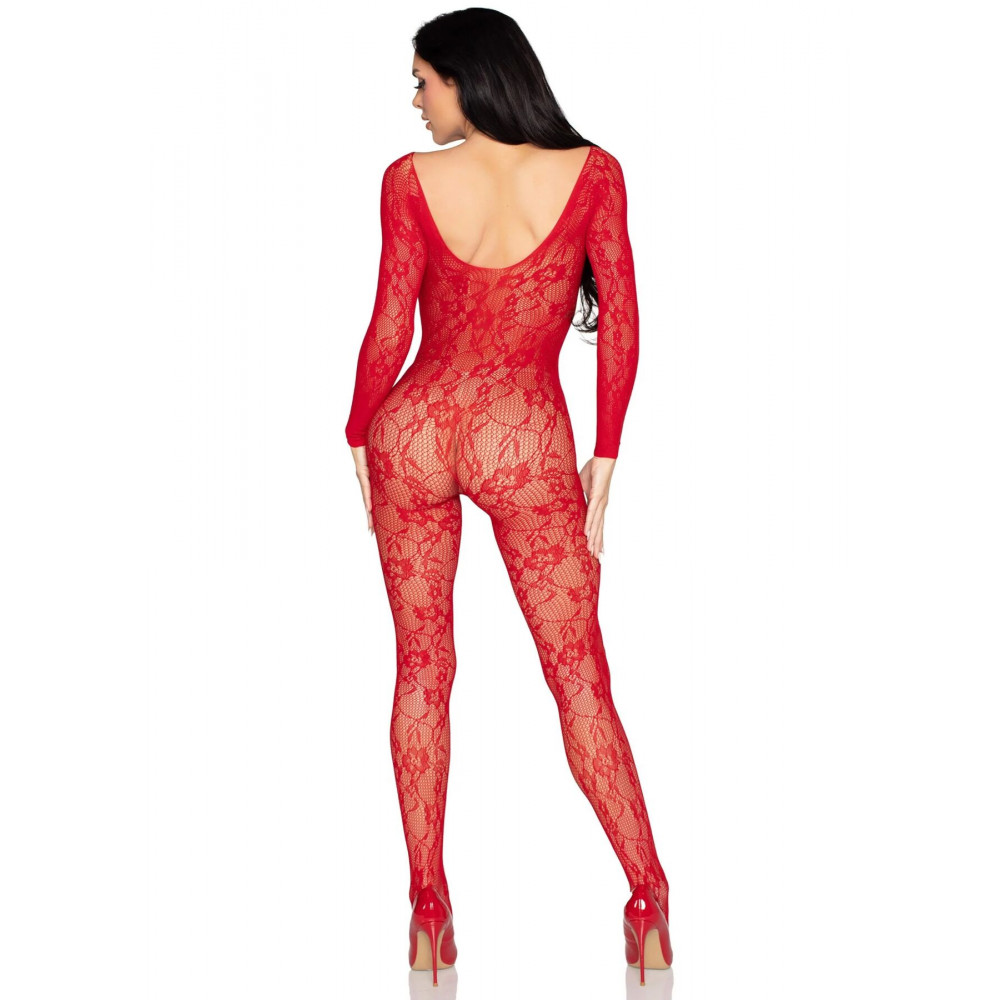 Бодистокинг - Бодистокинг Leg Avenue Crotchless Fishnet Bodystocking One Size Red 1