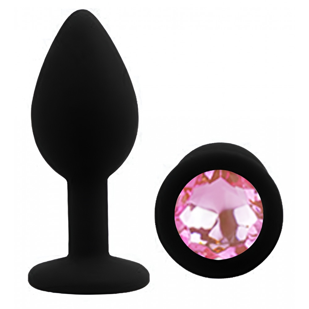 Анальные игрушки без вибрации - Силиконовая анальная пробка EGZO - Silicone Black Round Plug Pink, size S 3