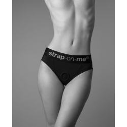 Трусики для страпона, XL, Strap-On-Me кольцевое крепление, с отрытыми ягодицами, черные