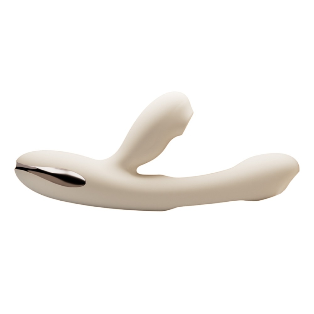  - Вібратор 3 в 1 BeYourLover Angela з вакуумом та тапінгом, бежевий 3