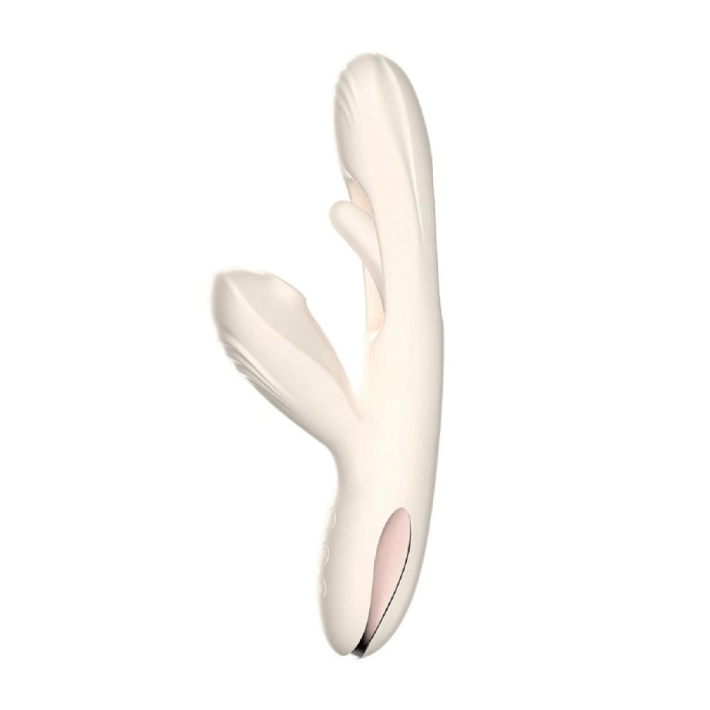  - Вібратор 3 в 1 BeYourLover Angela з вакуумом та тапінгом, бежевий