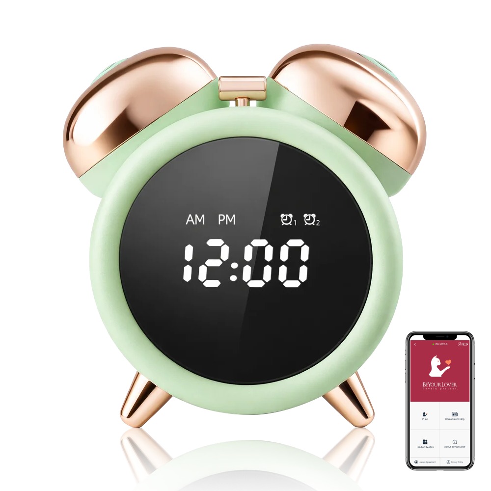  - Вібратор-будильник BeYourLover Adult Clock із вакуумною функцією та додатком, зелений