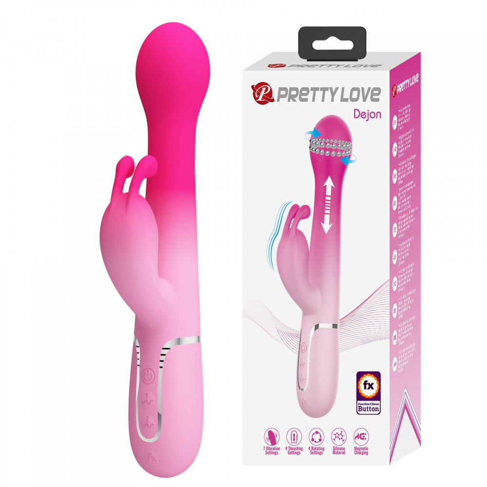 Вибратор-кролик - Вибратор-кролик 3 в 1 PRETTY LOVE Dejon вибро, ротация и фрикции, розовый
