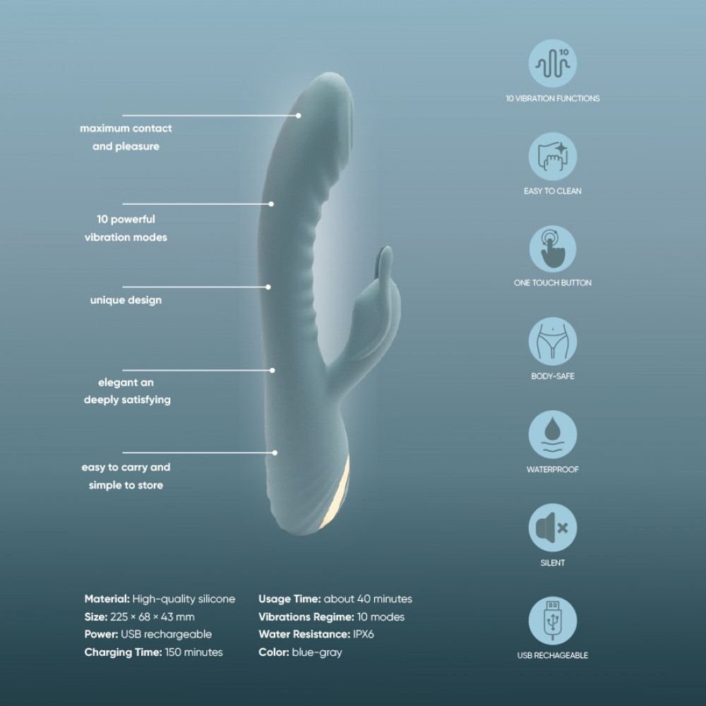 Вибратор-кролик - Вибратор-кролик рельефный Sweet Em Velvet Lure 10 режимов вибрации и 5 режимов колебаний 2