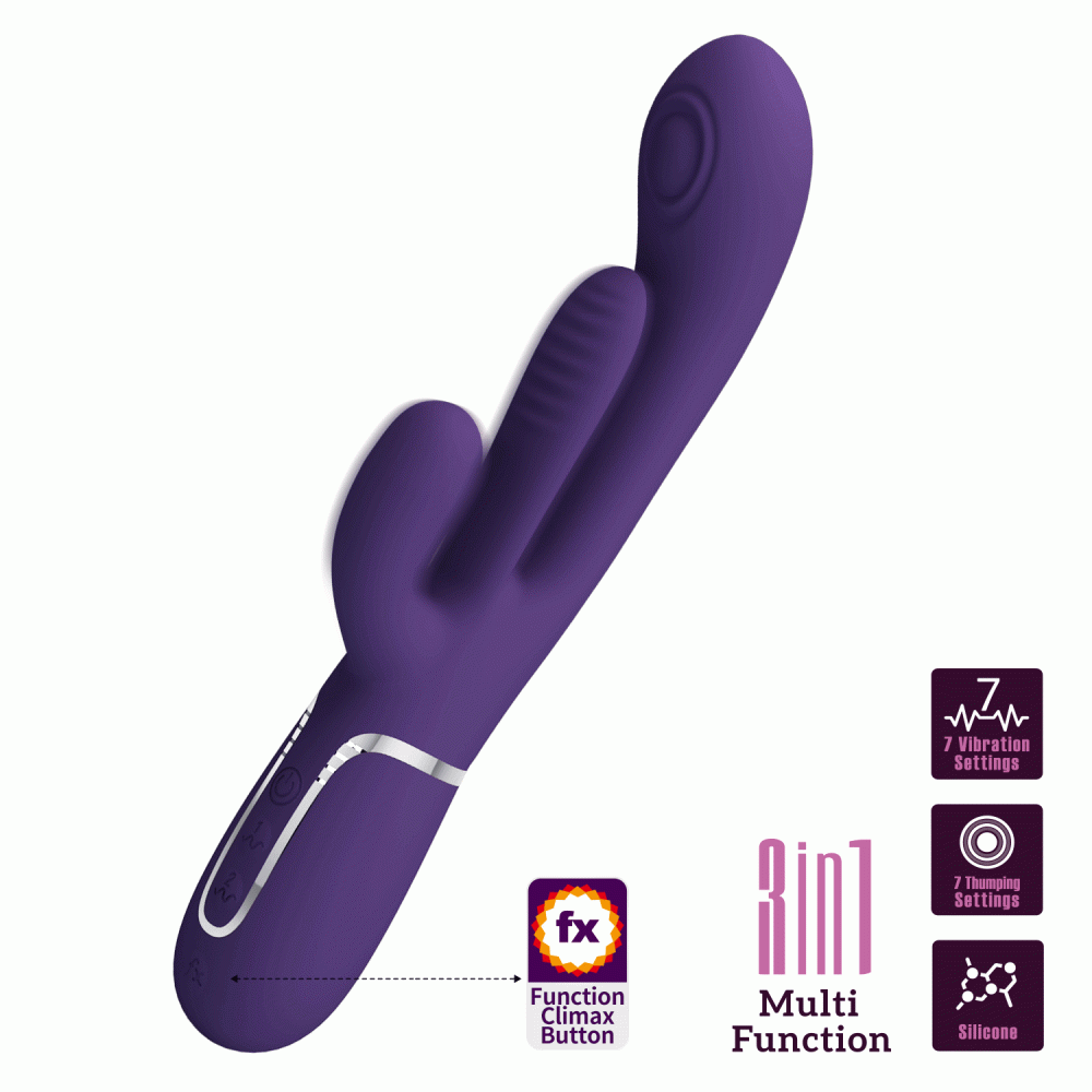  - Вібратор із стимулятором клітора PRETTY LOVE - Shonia Dark Purple 3 in 1, BW-500041-2 1