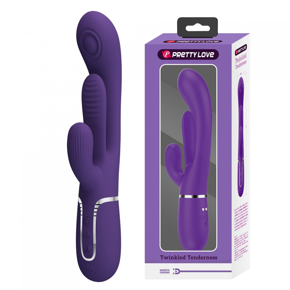  - Вібратор із стимулятором клітора PRETTY LOVE - Shonia Dark Purple 3 in 1, BW-500041-2