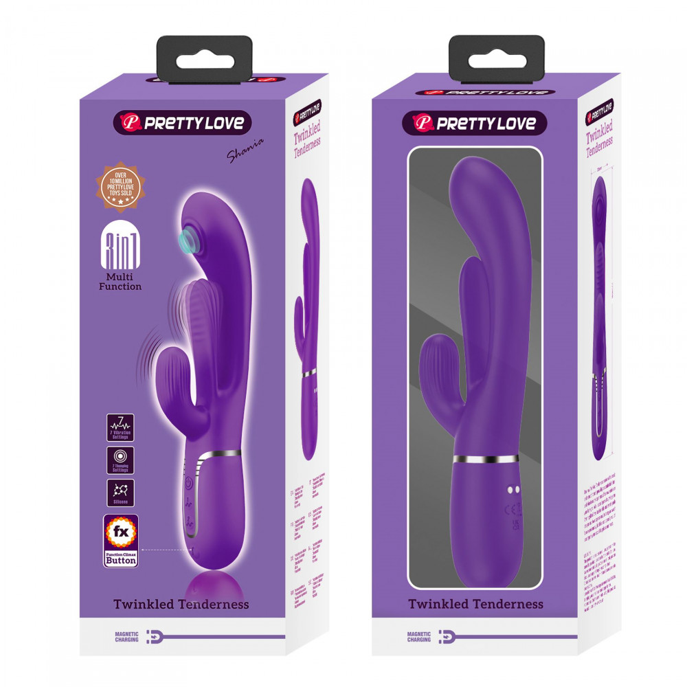  - Вібратор із стимулятором клітора PRETTY LOVE - Shonia Dark Purple 3 in 1, BW-500041-2 11