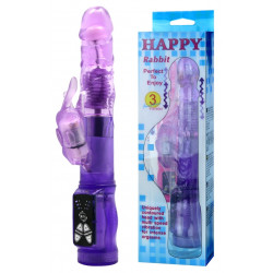 Вібратор із стимулятором клітора та функцією ротації BAILE - HAPPY RABBIT, BW-037034