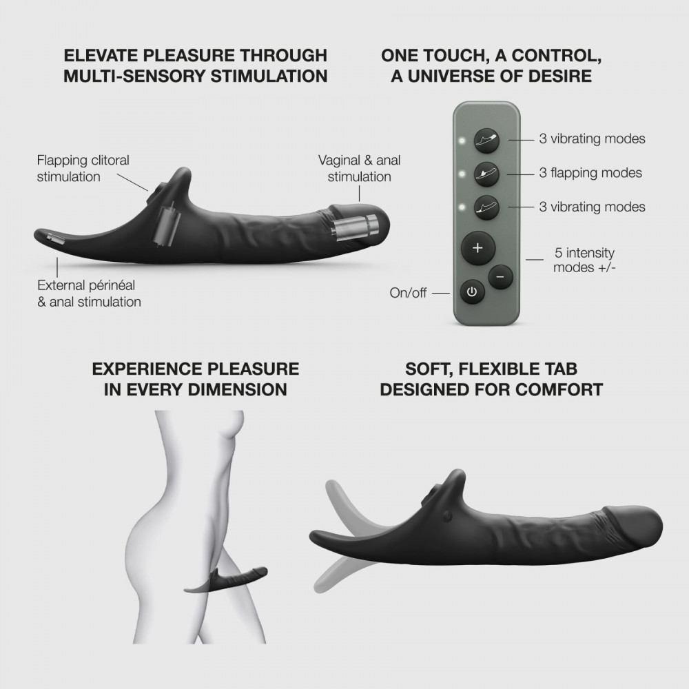Страпоны - Вибронасадка для страпона с вакуумной стимуляцией Strap-On-Me Multi Orgasm Realistic Dildo M Black 2
