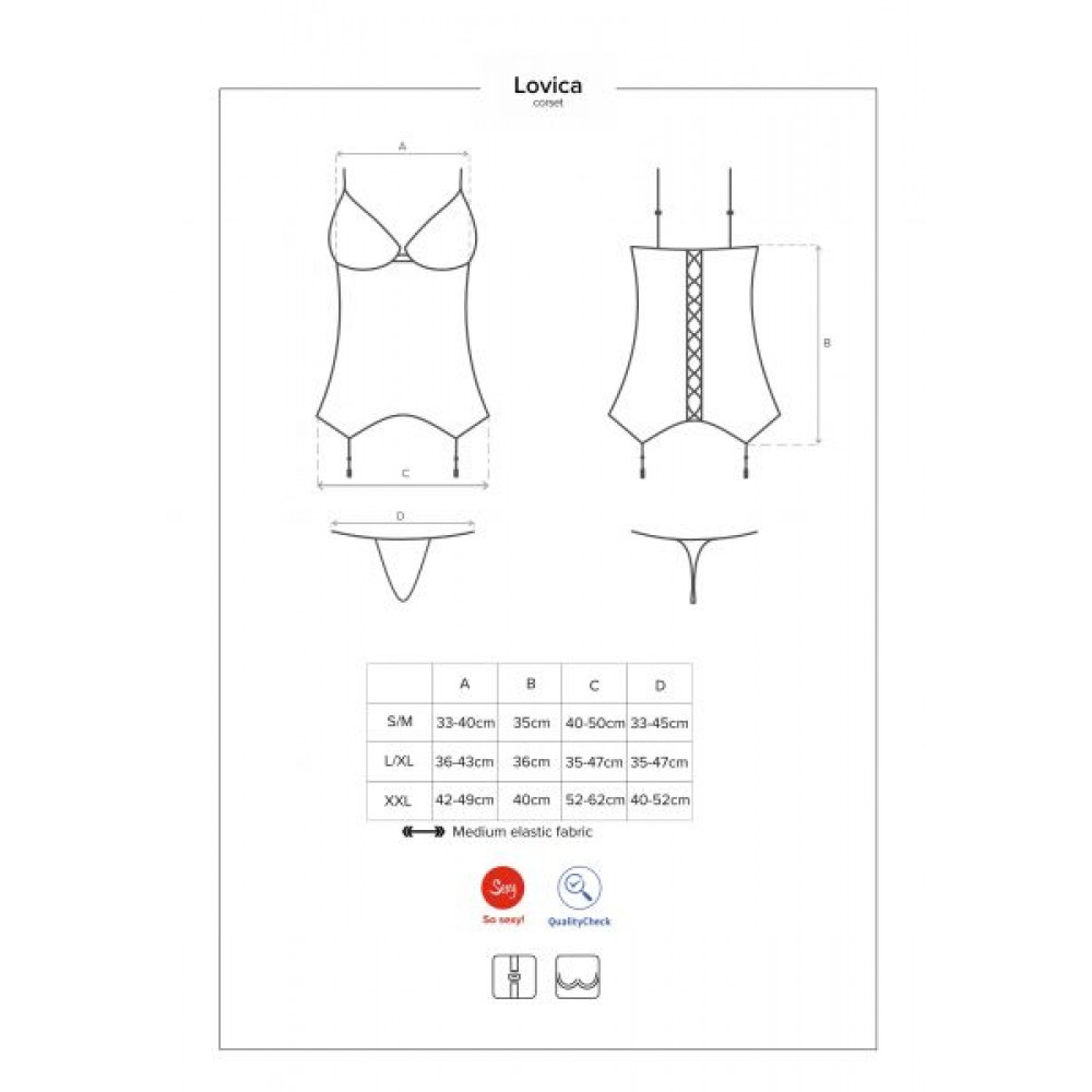 Эротические корсеты - Корсет с подвязками для чулок Obsessive Lovica corset XXL 4