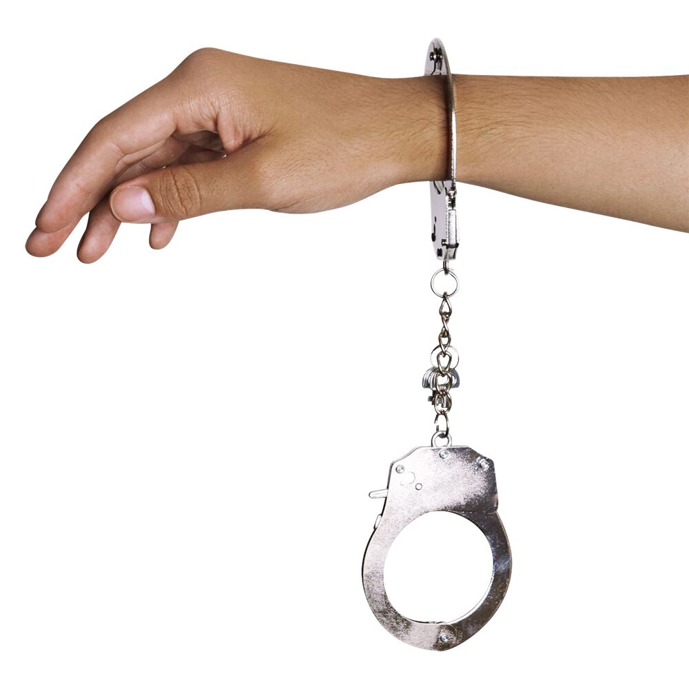 Наручники, веревки, бондажы, поножи - Наручники металлические Adrien Lastic Handcuffs Metallic (полицейские) 2