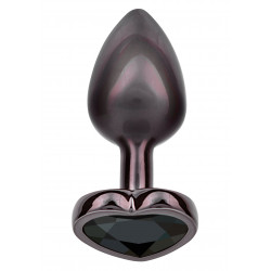 Анальна пробка CalExotics Diamond Heart Plug Small, чорна, 5,7 × 3,2 см