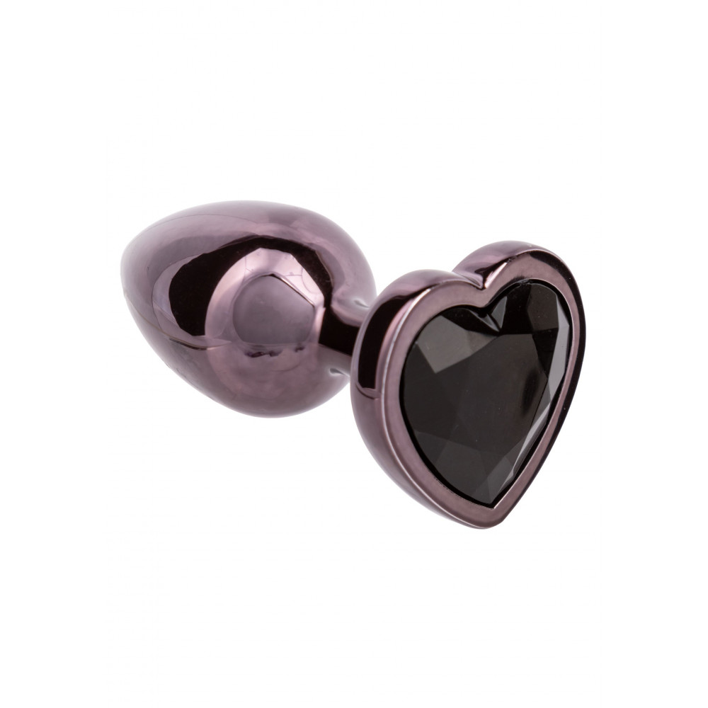 Анальні іграшки без вібрації - Анальна пробка CalExotics Diamond Heart Plug Small, чорна, 5,7 × 3,2 см 4