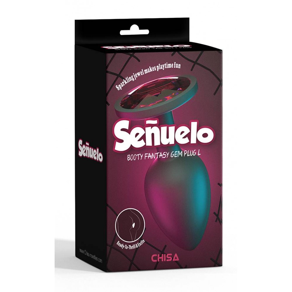 - Анальная пробка черная CHISA Senuelo с камнем розового цвета, размер L 5