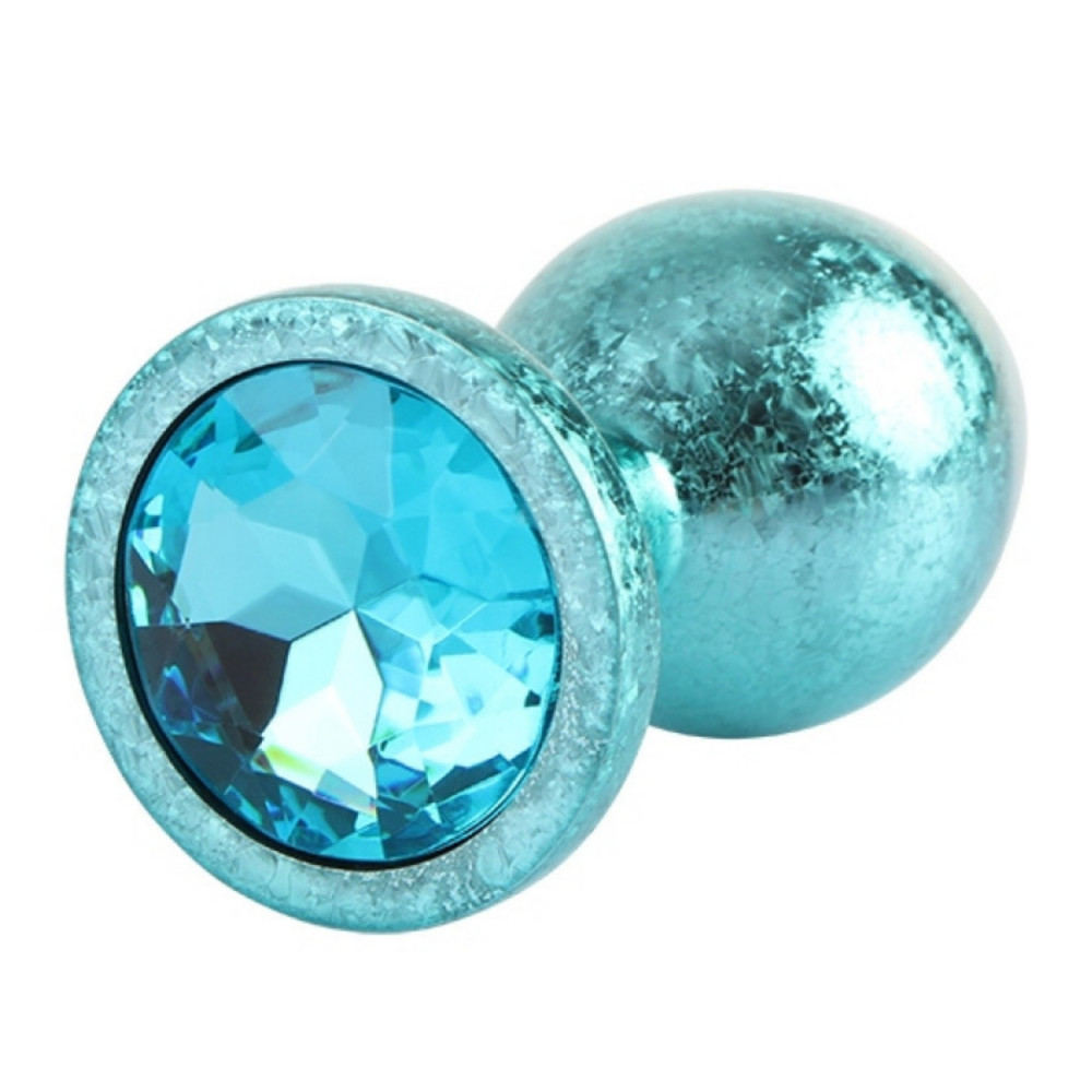 Анальные игрушки без вибрации - Анальная пробка голубая поталь CHISA MATRIX MONT с голубым камнем, размер M 1