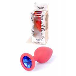 Анальная пробка с камнем Plug-Jewellery Red Silicon PLUG Medium- Blue Diamond размер М
