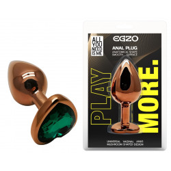 Анальная пробка с кристаллом EGZO - Dark Gold Heart Plug Marine, size S