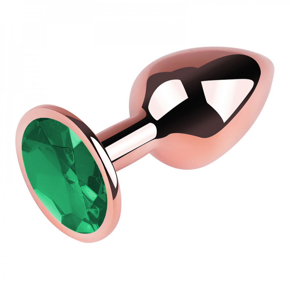 Анальные игрушки без вибрации - Анальная пробка с кристаллом EGZO - Rose Gold Round Plug Marine size S 3
