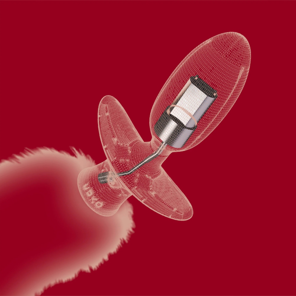 Анальные игрушки без вибрации - Анальная вибропробка с ротацией и пультом UPKO с красным натуральным лисьим хвостом, красная 8