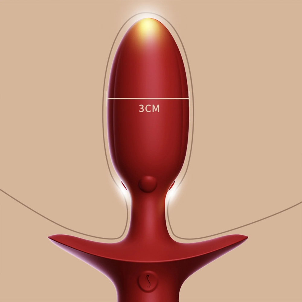 Анальные игрушки без вибрации - Анальная вибропробка с ротацией и пультом UPKO с красным натуральным лисьим хвостом, красная 7