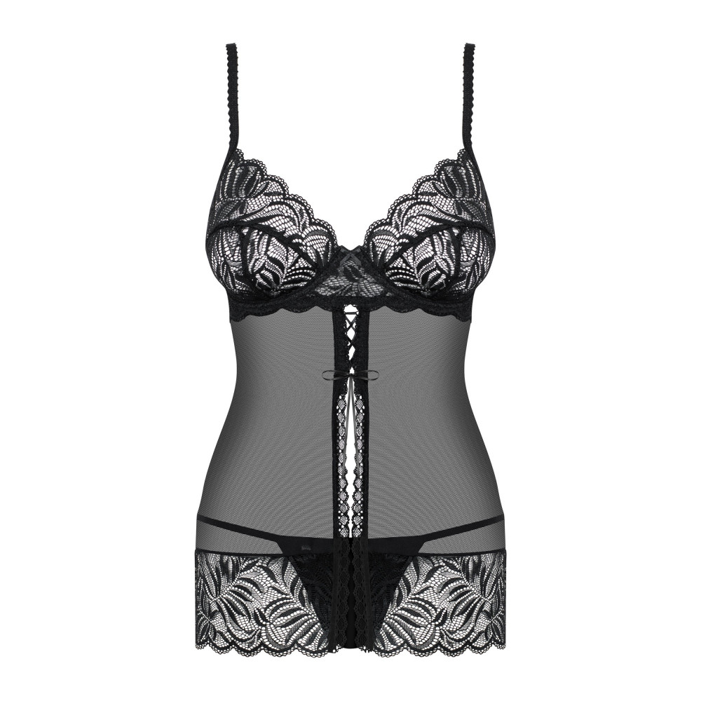 Разное - Бебидолл с ажурным лифом и шнуровкой Obsessive Contica черный, S/M 2