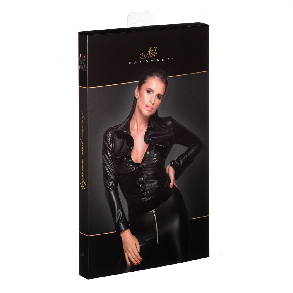 Різне - Блузка з вінілу з мокрим ефектом Noir Handmade F227 чорна, XL 3