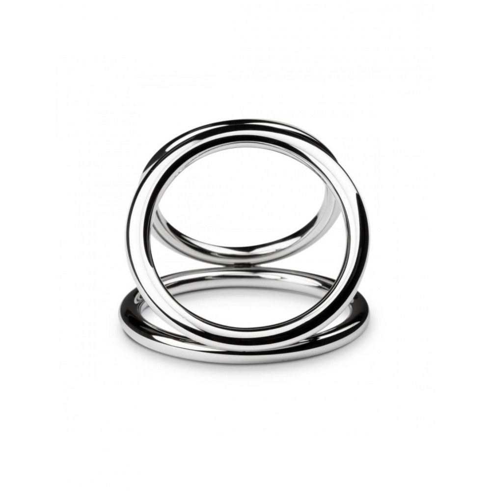 Эрекционные кольца и насадки на член - Эрекционное кольцо металлическое, тройное Sinner-Triad Chamber Metal Cock 3