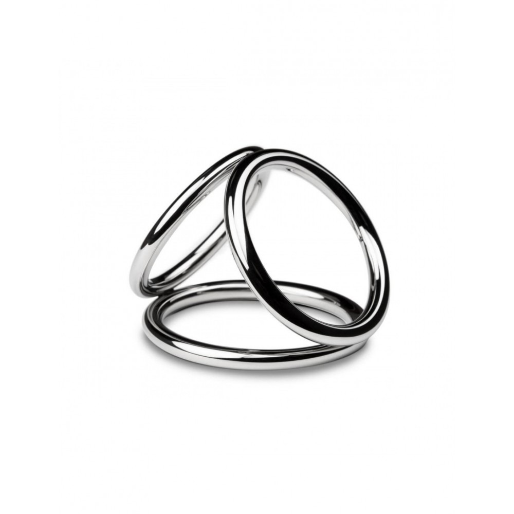 Эрекционные кольца и насадки на член - Эрекционное кольцо металлическое, тройное Sinner-Triad Chamber Metal Cock