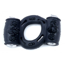 Эрекционное вибро кольцо BOSS Vibrating Cock Ring Double Black, BS6700037