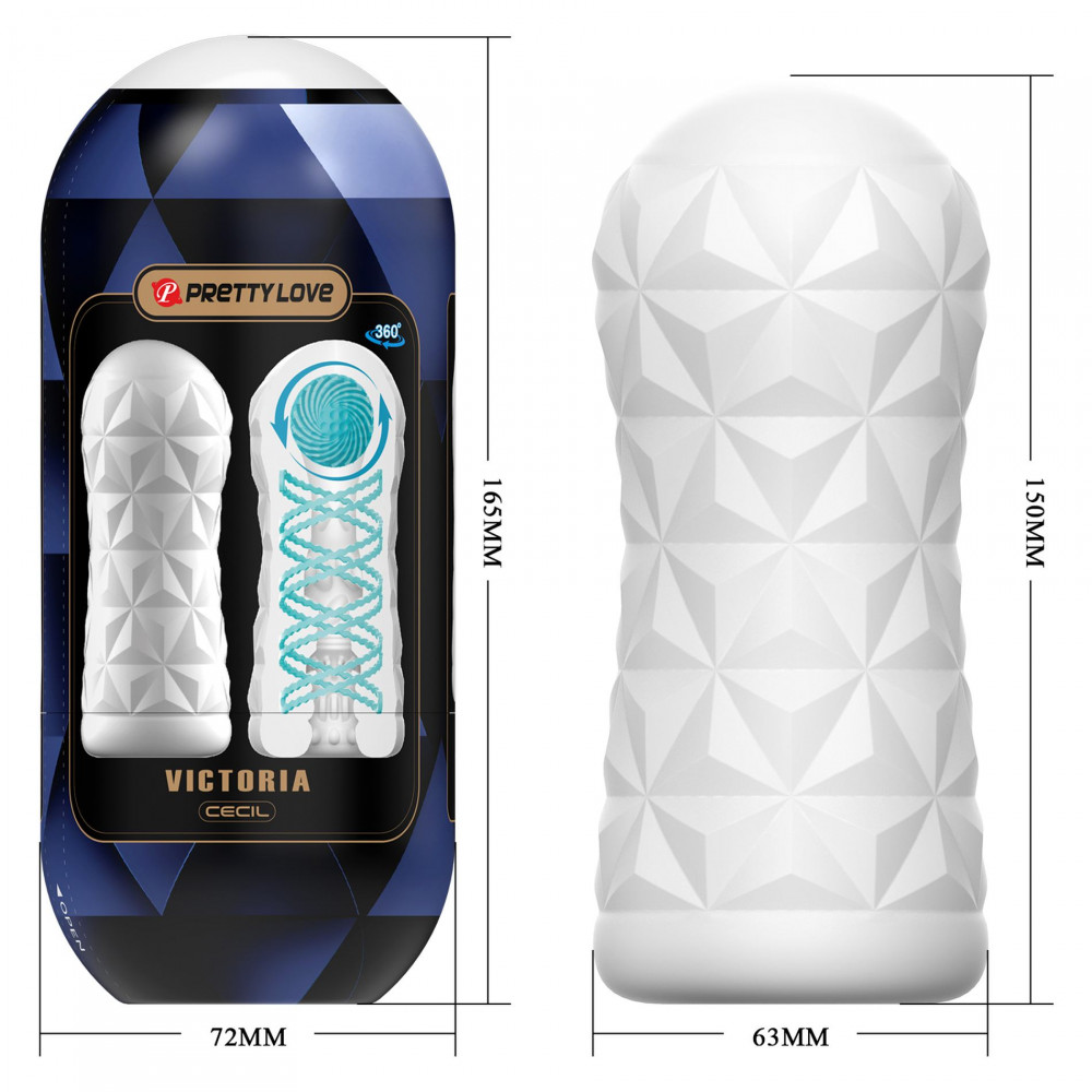 Мастурбаторы без вибрации - Мастурбатор нереалистичный PRETTY LOVE Victoria TPR, белый, 15 х 6.3 см 8