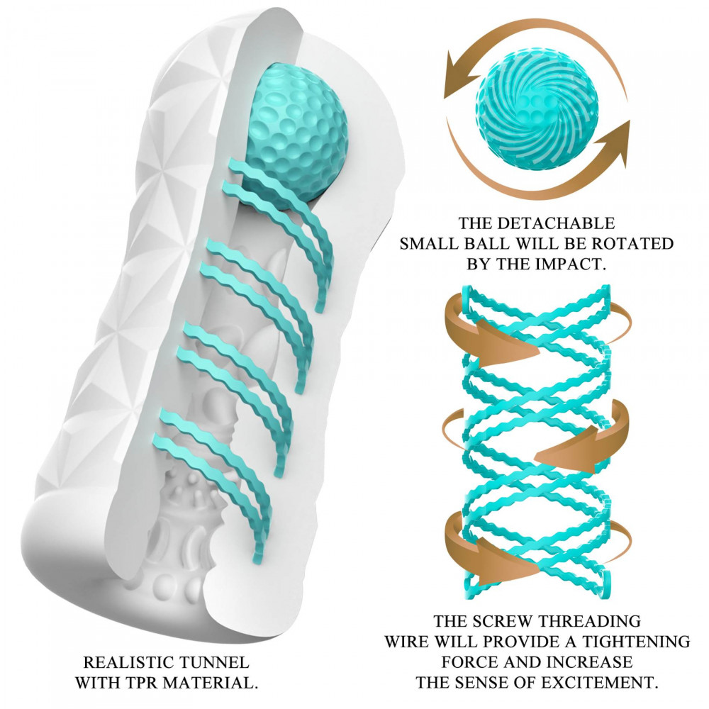 Мастурбаторы без вибрации - Мастурбатор нереалистичный PRETTY LOVE Victoria TPR, белый, 15 х 6.3 см 5