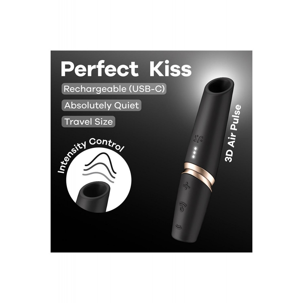 Разное - Клиторальный бесконтактный массажер Satisfyer Perfect Kiss черный 4