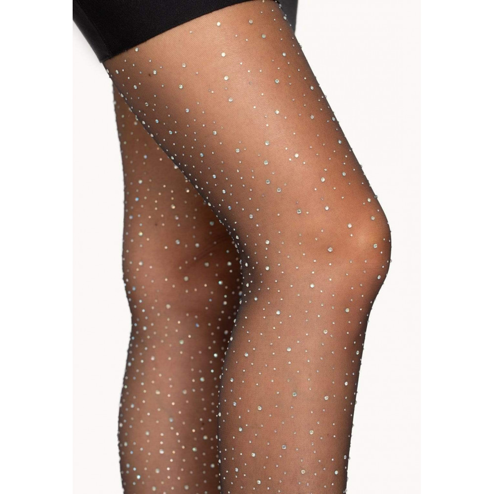 Эротическое белье - Колготки со стразами Leg Avenue Petra Sheer Rhinestone, черные, One Size 2