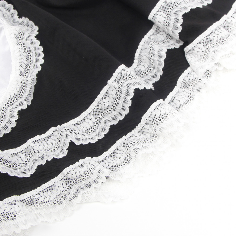 Різне - Костюм покоївки Star Night боді, спідниця міні з мереживом, обруч, чорний-білий, S 7