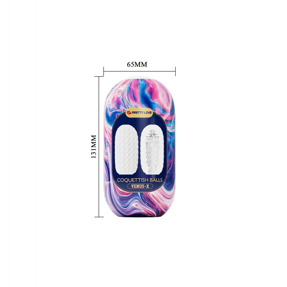  - Мастурбатор хай-тек Venus-X Egg VIOLET двосторонній рельєф, білий, фіолетовий, 13.1 х 6.5 см. 3