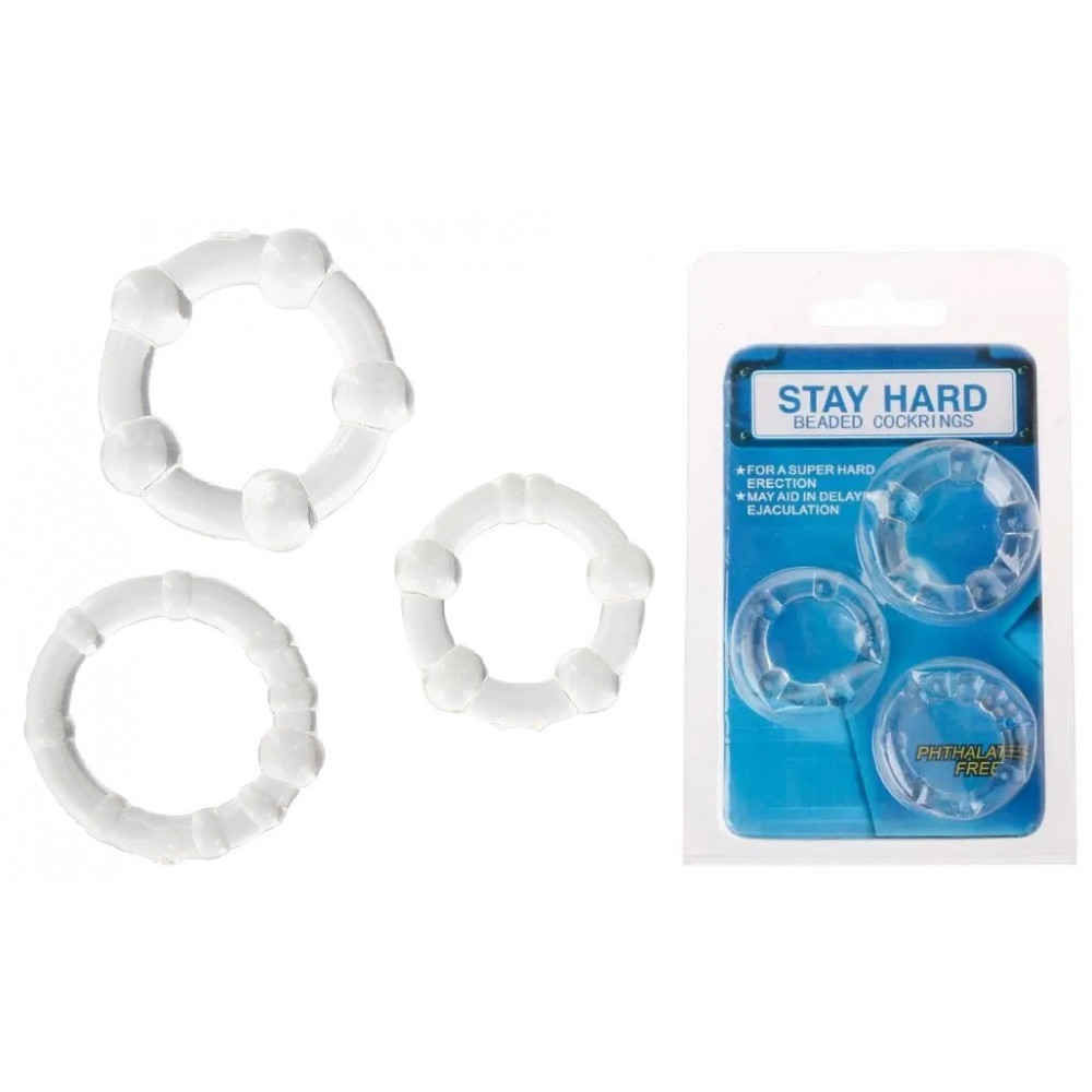  - Набір ерекційних кілець Stay hard, CN-330300012 Clear
