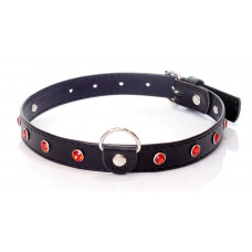 Нашийник зі штучної шкіри з кристалами Fetish Boss Series - Collar Red Crystal, BS3300121
