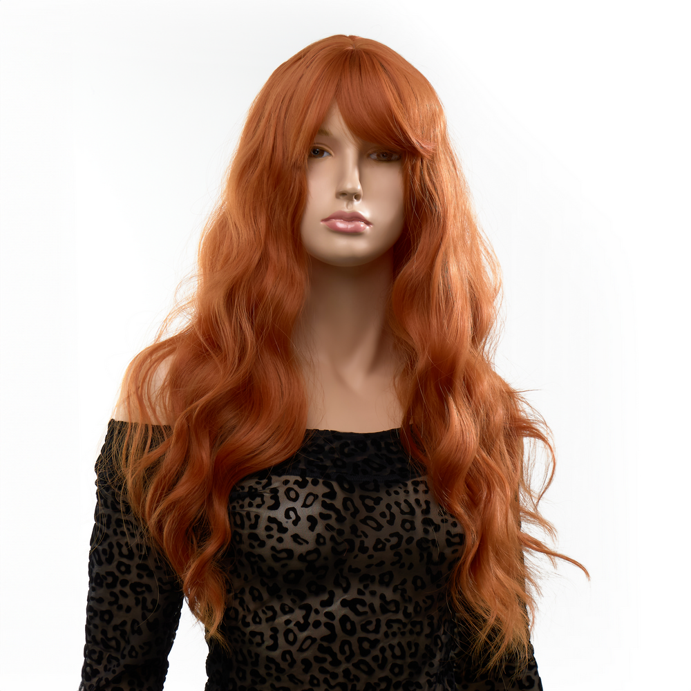 Ролевые костюмы - Парик длинный волнистый с челкой Fetish Hair рыжий, 60 см