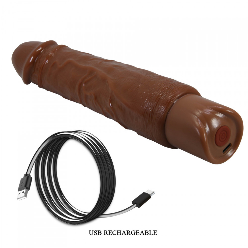 - Реалістичний вібратор, що перезаряджається Pretty Love - Rufus Realistic Vibrating Dildo Brown, BW-500082-1 9