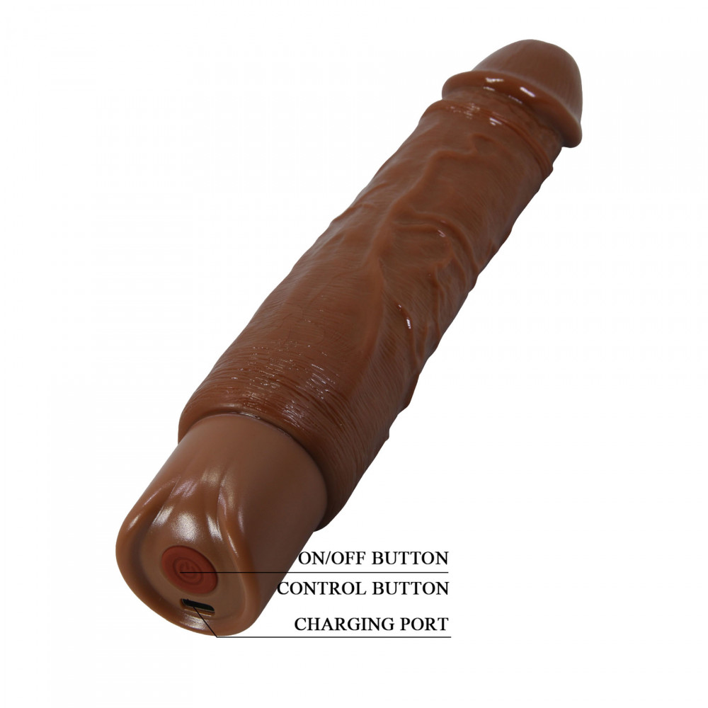  - Реалістичний вібратор, що перезаряджається Pretty Love - Rufus Realistic Vibrating Dildo Brown, BW-500082-1 8