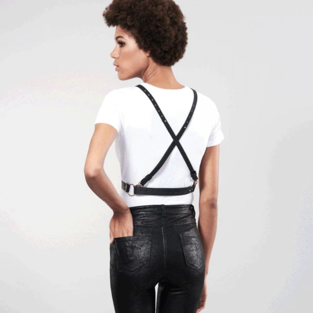 Різне - Портупея з перехресним плетивом на грудях MAZE Bijoux Indiscrets чорна, OS 3