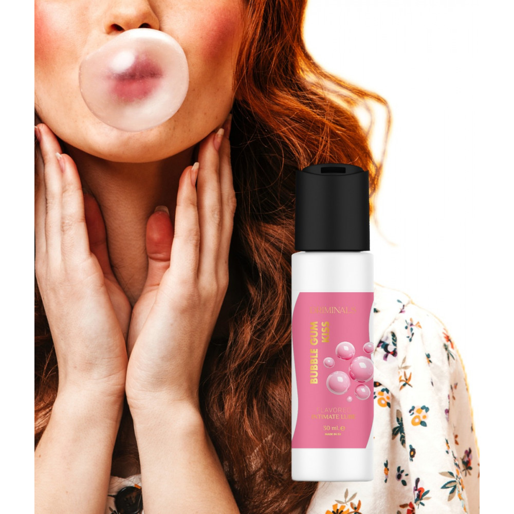 Оральные смазки - Съедобный лубрикант Driminals Kiss Bubble Gum со вкусом жвачки, 30 мл 1